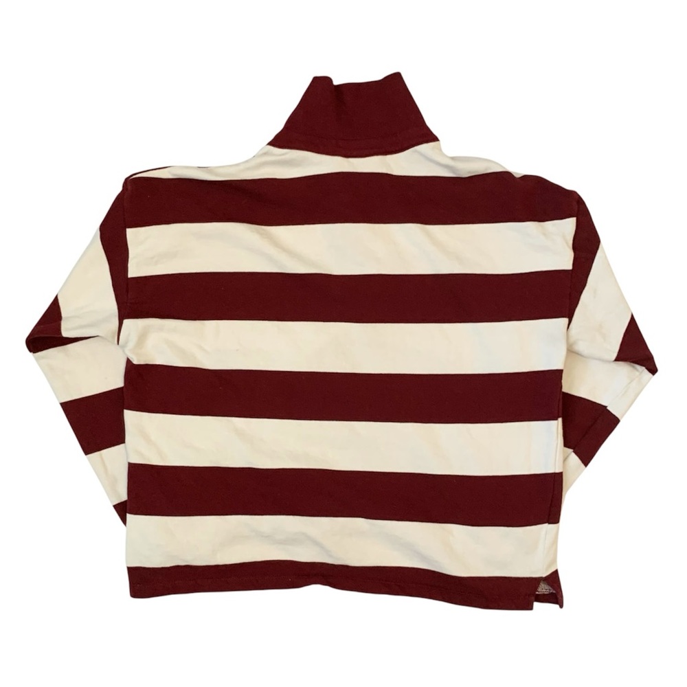 Universal Thread Maroon Striped Women’s Long Sleeve Polo Shirt - Picture 2 of 5